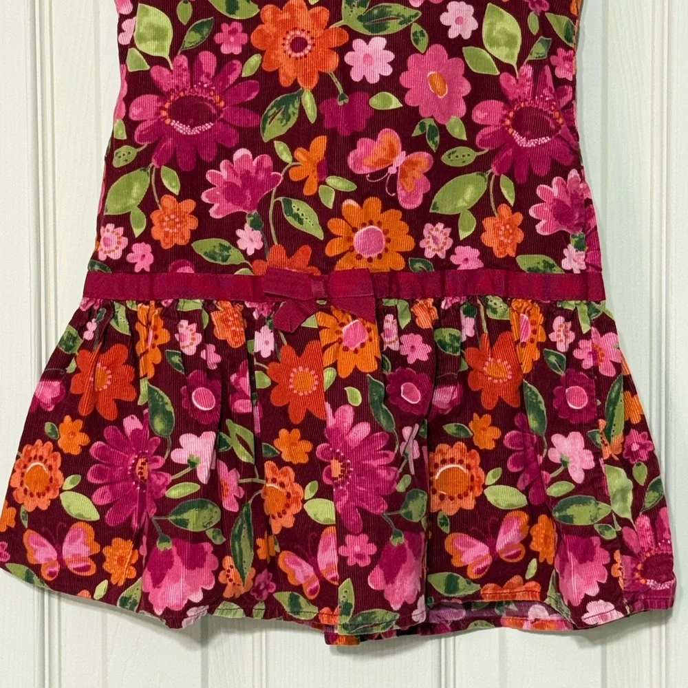 Gymboree Floral Kids Dress Size 4T- Pink and Orange 100% Cotton